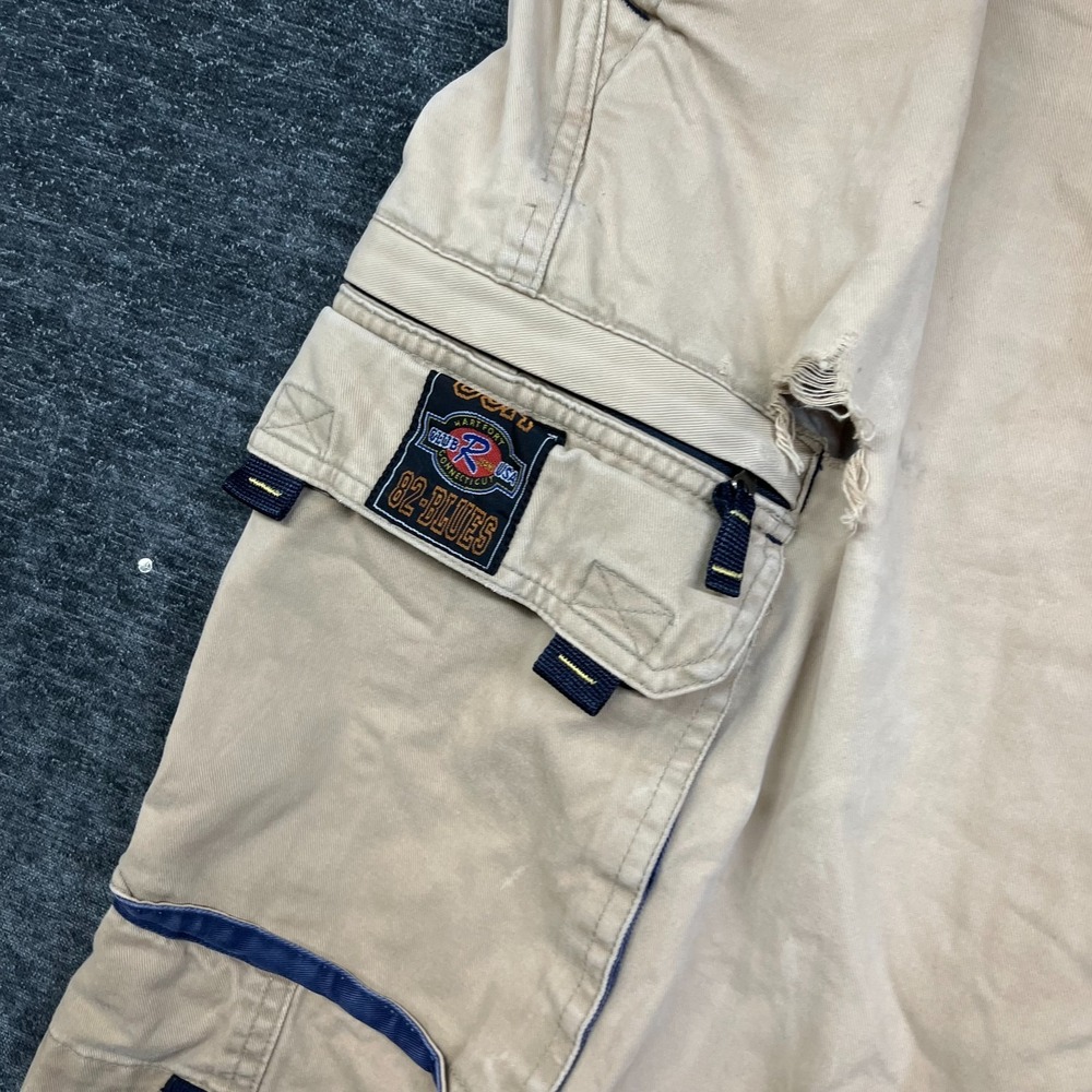Vintage Club R Jeans USA Cargo Shorts Men's Tan Beige Belted Utility Y2K - 36 - Picture 8 of 16